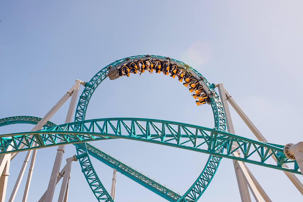 Cinecitta theme park in the Italy, featuring various rides and attractions